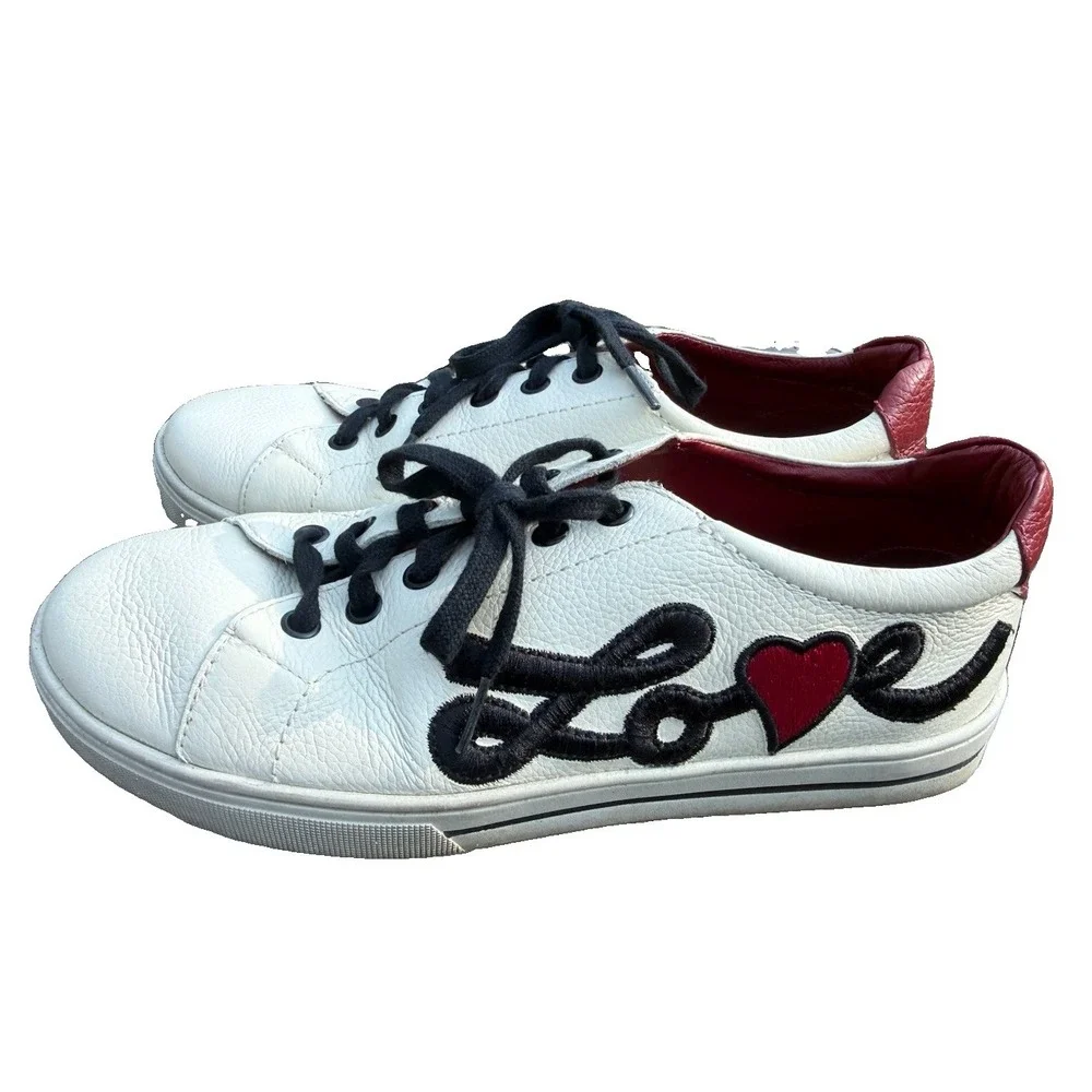 Brighton Love Me White Leather Sneakers Heart Size 7 M